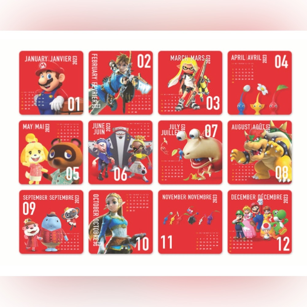 New 2023 Year Calendar of Nintendo Characters
